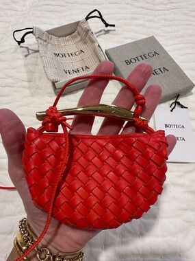 Bottega Veneta Red Woven sardine necklace